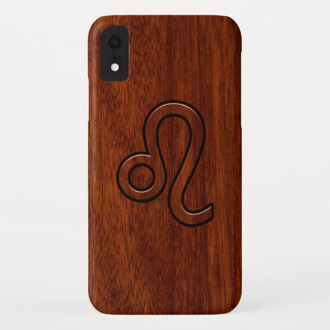 Leo Symbol in Mahogany Wood Style Decor Case-Mate iPhone Case (Back)