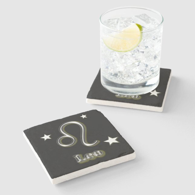 Leo symbol stone coaster (Side)