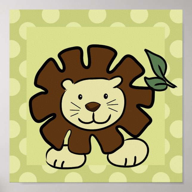 Leo the Lion 10x10 Square Print in Green (Front)