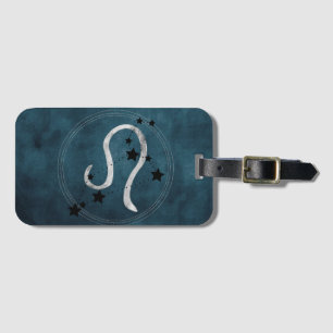 Leo the Lion black & silver constellation zodiac Luggage Tag