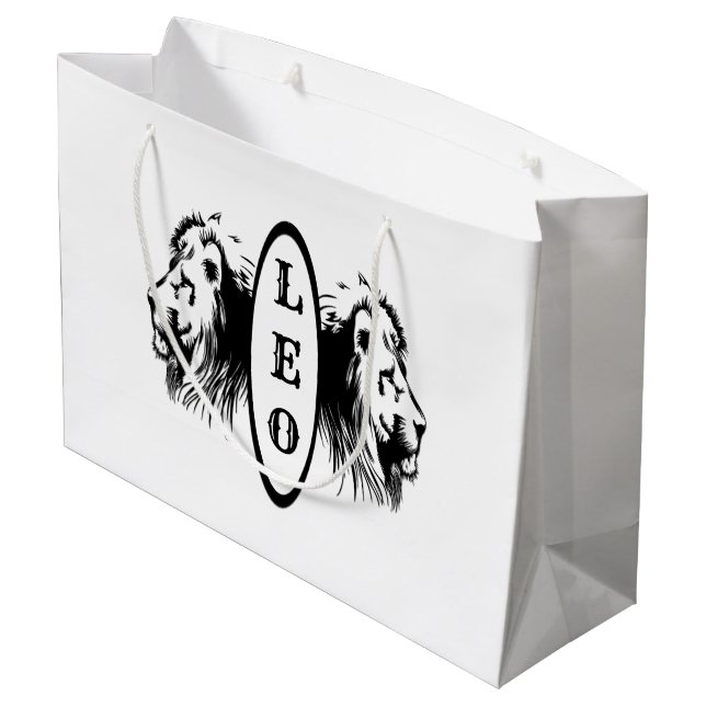Leo the Lion Bookended Zodiac Large Gift Bag (Back Angled)