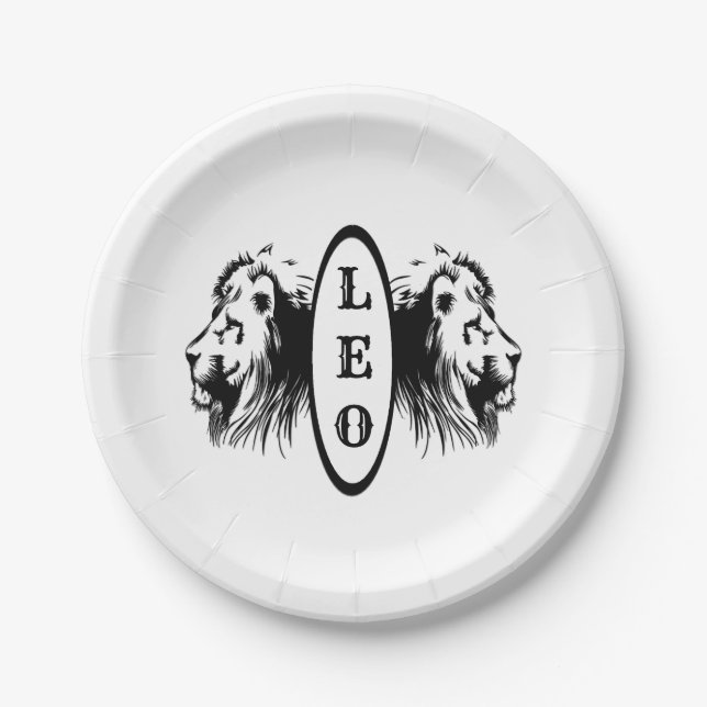 Leo the Lion Bookended Zodiac Paper Plate (Front)