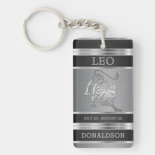 Leo  ♌ the Lion in Black and Silver Mesh Key Ring