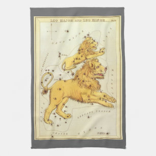 Leo the Lion Vintage Constellation Urania's Mirror Tea Towel