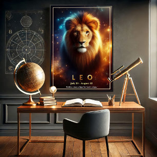Leo the Lion Zodiac Celestial Poster