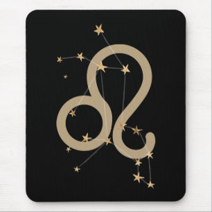 Leo the Lion Zodiac Constellation gold stars Mouse Mat