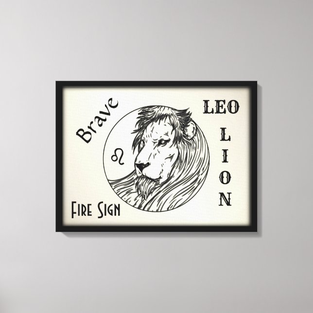 Leo The Lion Zodiac Framed Canvas Print (Front)