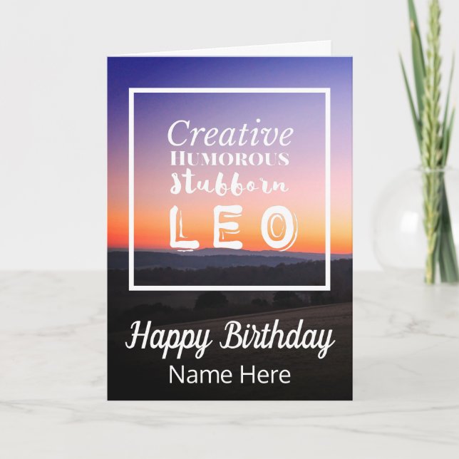 Leo the Lion Zodiac Fun Characteristics Birthday Card (Front)