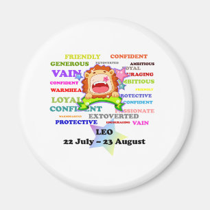Leo, the Lion,  Zodiac Sign Custom Astrology Gifts Magnet