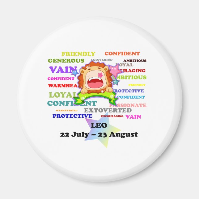 Leo, the Lion,  Zodiac Sign Custom Astrology Gifts Magnet (Front)