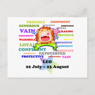 Leo, the Lion,  Zodiac Sign Custom Astrology Gifts Postcard