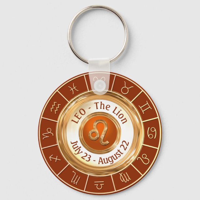 LEO - The Lion Zodiac Sign Key Ring (Front)