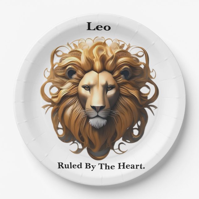 Leo The Lion: Zodiac's Fiery Birth Sign Paper Plate (Front)