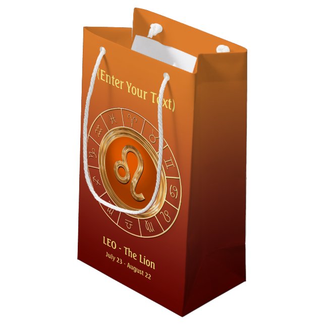 Leo - The Lion's Horoscope Symbol Small Gift Bag (Back Angled)