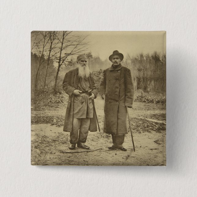 Leo Tolstoy and the author Maxim Gorky 15 Cm Square Badge (Front)