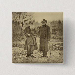 Leo Tolstoy and the author Maxim Gorky 15 Cm Square Badge