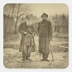 Leo Tolstoy and the author Maxim Gorky Square Sticker
