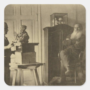 Leo Tolstoy and the sculptor Prince Paolo Square Sticker