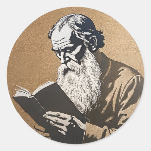 Leo Tolstoy Portrait - Gold Illustration Classic Round Sticker