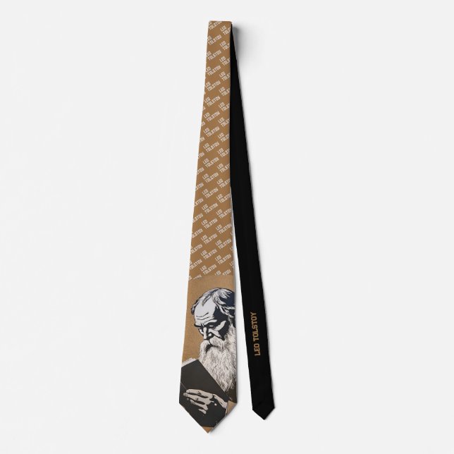 Leo Tolstoy Portrait - Gold Illustration Tie (Front)