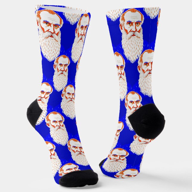Leo Tolstoy Portrait - Graphic Illustration Socks (Angled)