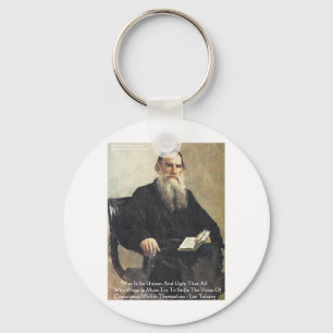 Leo Tolstoy "War Is Unjust" Wisdom Quote Gifts Key Ring