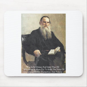 Leo Tolstoy "War Is Unjust" Wisdom Quote Gifts Mouse Mat