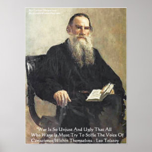 Leo Tolstoy "War Is Unjust" Wisdom Quote Poster