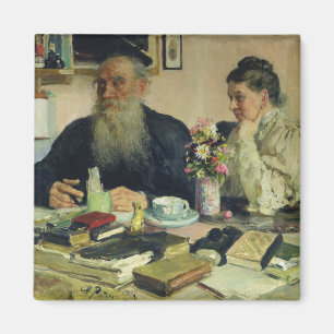 Leo Tolstoy with his wife in Yasnaya Polyana Magnet