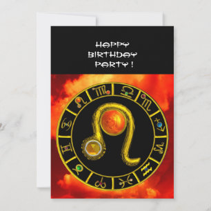 LEO,TOPAZ GEM,ZODIACAL SIGNS,ZODIAC BIRTHDAY PARTY INVITATION