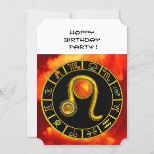 LEO,TOPAZ GEM,ZODIACAL SIGNS,ZODIAC BIRTHDAY PARTY INVITATION