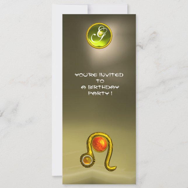 LEO TOPAZ MONOGRAM yellow orange red grey agate Invitation (Front)