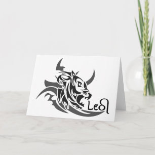 Leo Tribal Lion Tattoo Custom Greeting Card