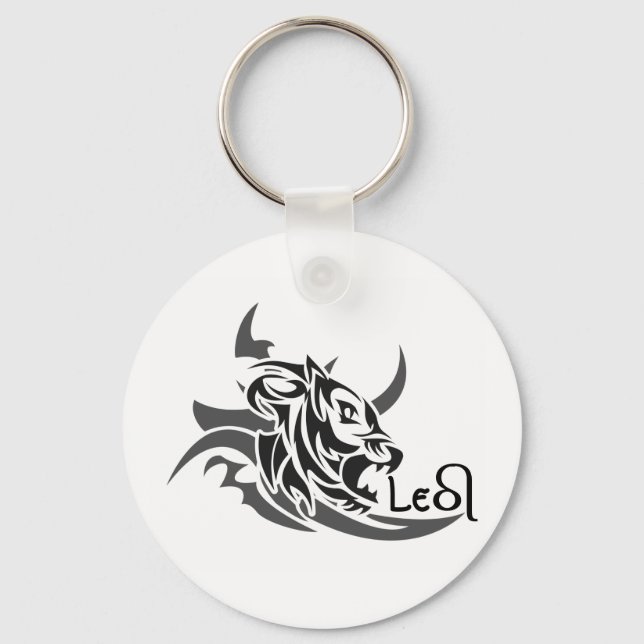 Leo Tribal Lion Tattoo Key Ring (Front)