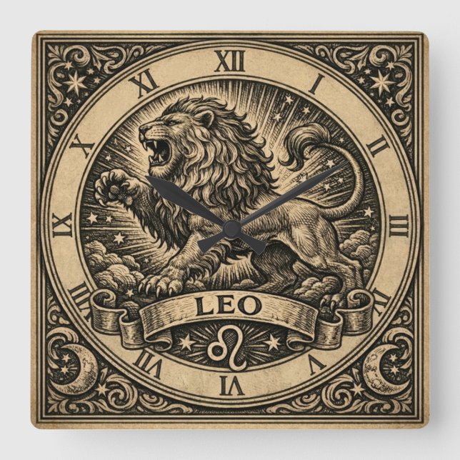Leo Vintage Zodiac Wall Clock (Front)
