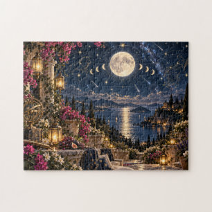 Leo Virgo Celestial Coastal Zodiac Night Landscape Jigsaw Puzzle