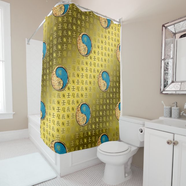 Leo & Water Dragon Shower Curtain (In Situ)