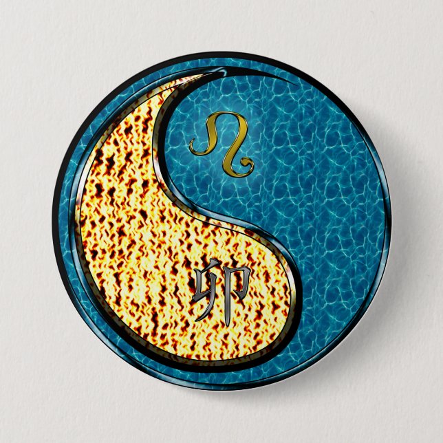 Leo & Water Rabbit 7.5 Cm Round Badge (Front)