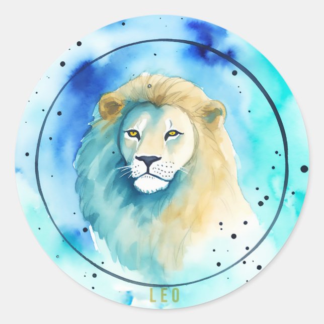 Leo Watercolor Zodiac Sticker (Front)