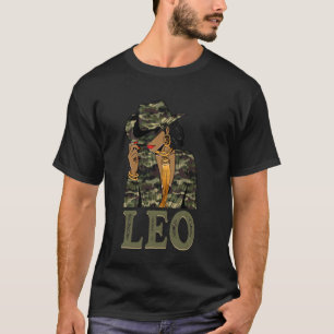 Leo Western Black Cowgirl Camo Camoflauge Zodiac T-Shirt
