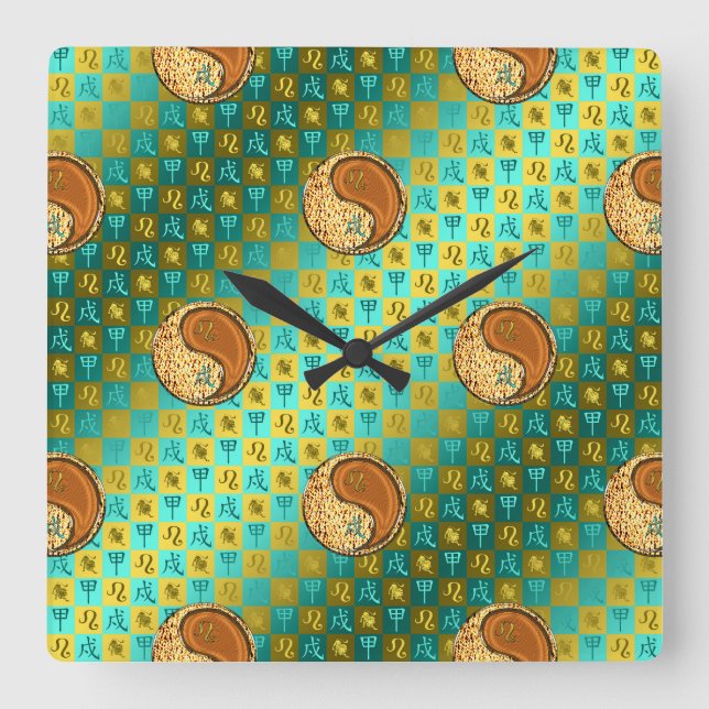 Leo & Wood Dog Square Wall Clock (Front)