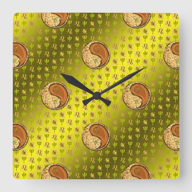 Leo & Wood Monkey Square Wall Clock (Front)