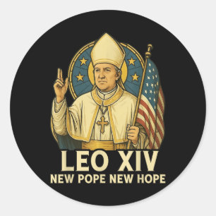 Leo Xiv New Pope New Hope Flag Retro Vintage _7 Classic Round Sticker