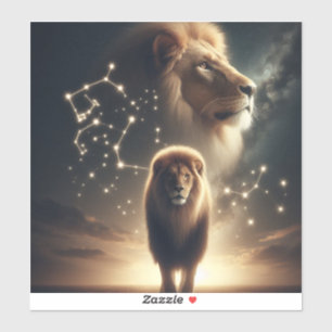 Leo Zodiac Art - Majestic Lion and Constellation.