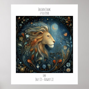Leo Zodiac Astrology Name & Birthday Poster