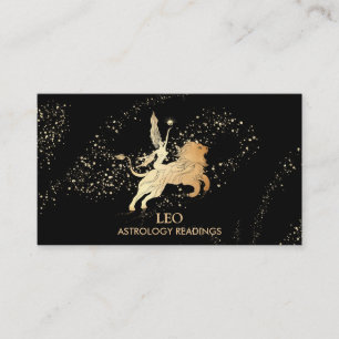 *~* LEO Zodiac Astrology Reading Gold  Black Business Card