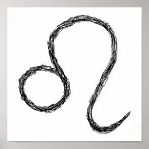 Leo. Zodiac Astrology Sign. Black. Poster