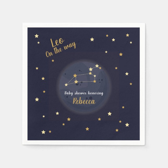 Leo zodiac baby shower napkin (Front)
