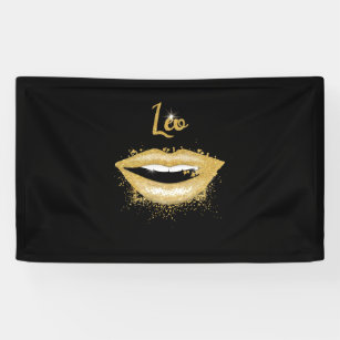 Leo Zodiac Birthday Golden Lips for Black Women Banner