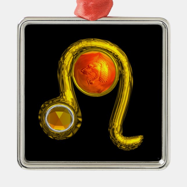 LEO ZODIAC BIRTHDAY JEWEL YELLOW TOPAZ Gold Metal Tree Decoration (Front)